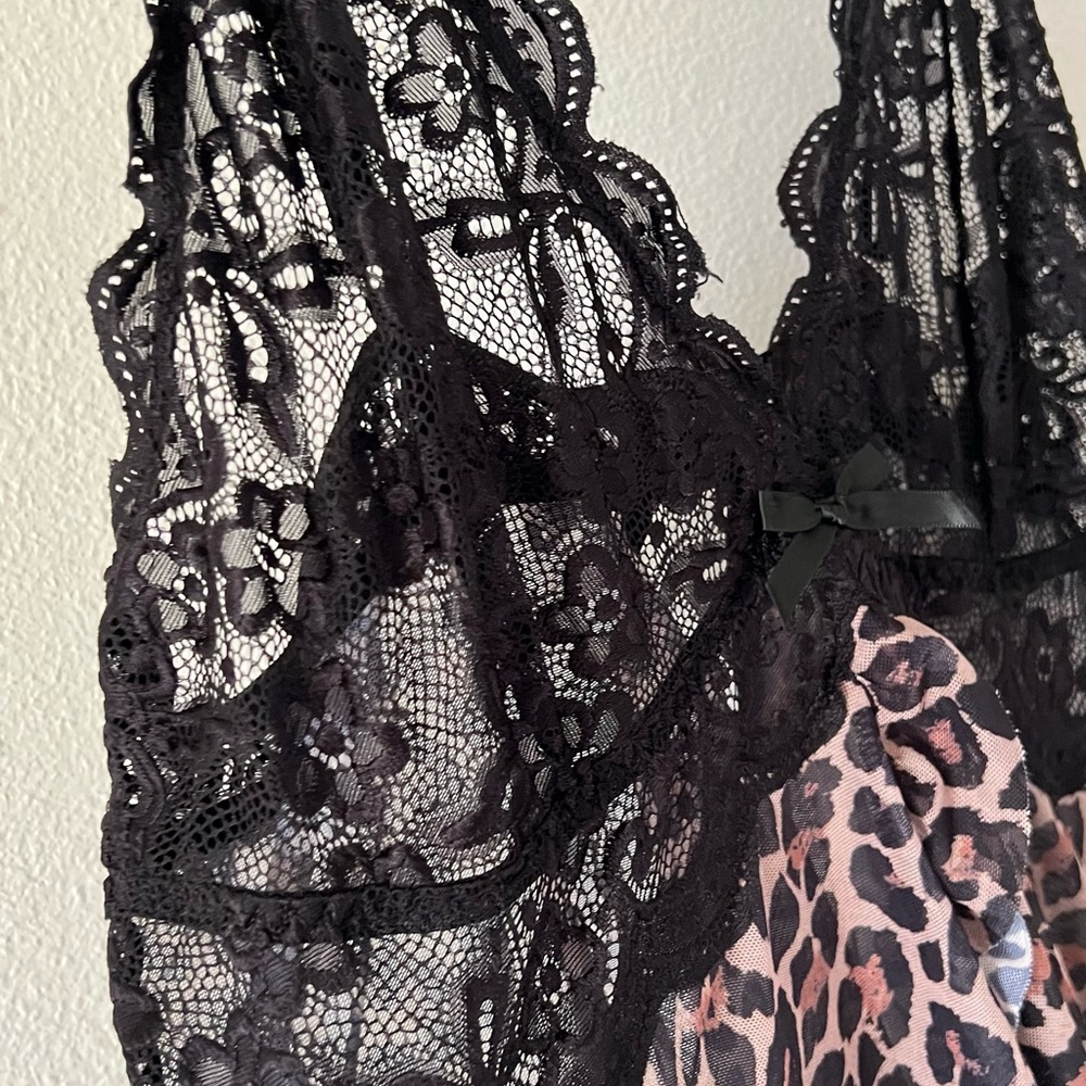 Leopard Print Black Lace Mob Wife Cheetah Print Slinky Cami Top Plus Size 20W - Picture 13 of 13